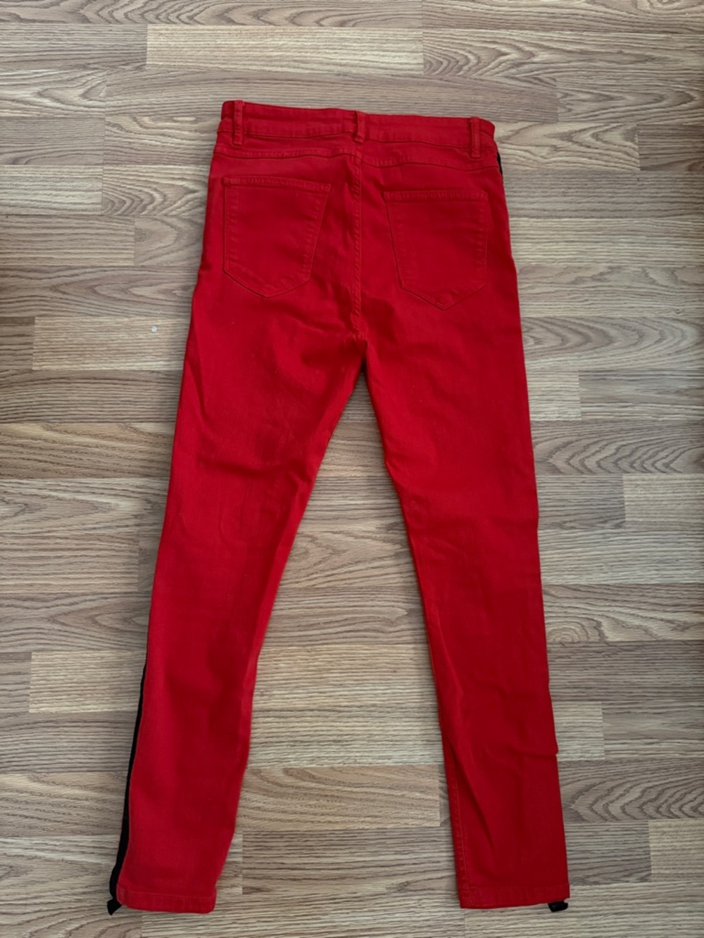 ZARA Red Skinny Jeans with Side Stripe High Waisted Stretch Pants - Picture 4 of 4
